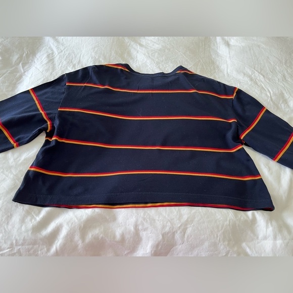 Reformation Blue Striped Chloe Long Sleeve Crop Top Size Small - Picture 10 of 10